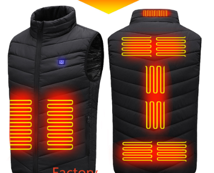 Chaleco Térmico Calefactable USB de 9 Zonas para Caza y Senderismo en Invierno
