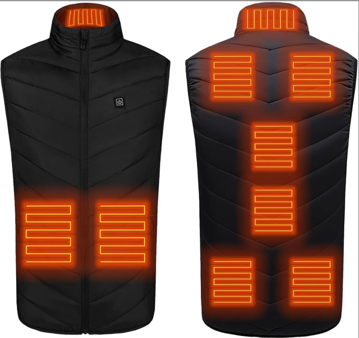 Chaleco Térmico Calefactable USB de 9 Zonas para Caza y Senderismo en Invierno